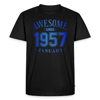 Janvier 1957 - Anniversaire en janvier Génial - T-shirt Premium bio Homme - noir - Devant - Nico (187cm)