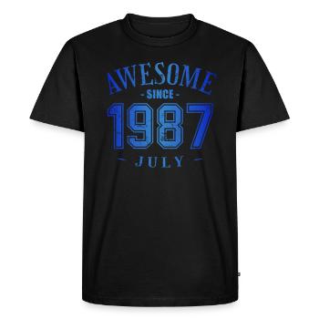 Juillet 1987 - Anniversaire en juillet Génial - T-shirt Premium bio Homme - noir - Devant - Nico (187cm)