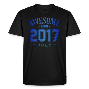 Juillet 2017 - Anniversaire en juillet Génial - T-shirt Premium bio Homme - noir - Devant - Nico (187cm)