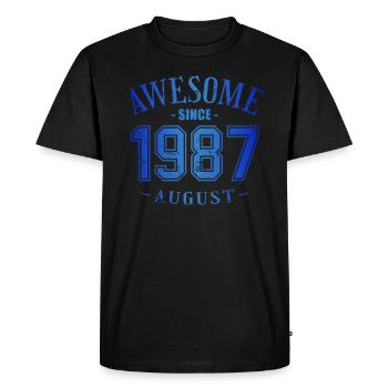 Août 1987 - Anniversaire en août Génial - T-shirt Premium bio Homme - noir - Devant - Nico (187cm)