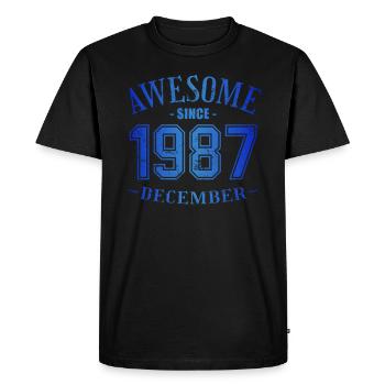 Décembre 1987 - Anniversaire en décembre Génial - T-shirt Premium bio Homme - noir - Devant - Nico (187cm)