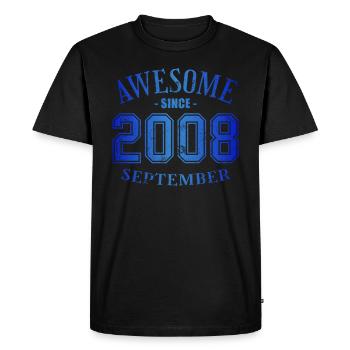 Septembre 2008 - Anniversaire en septembre Génial - T-shirt Premium bio Homme - noir - Devant - Nico (187cm)