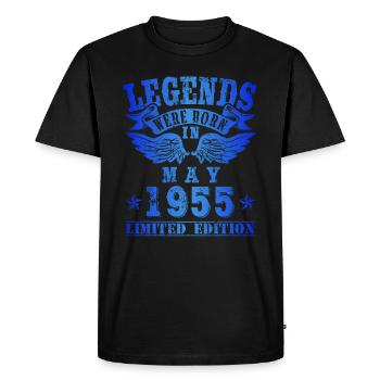Les légendes sont nées en mai 1955 - T-shirt Premium bio Homme - noir - Devant - Nico (187cm)