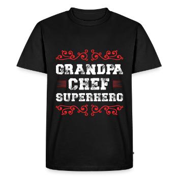 Grand-père chef super-héros - T-shirt Premium bio Homme - noir - Devant - Nico (187cm)