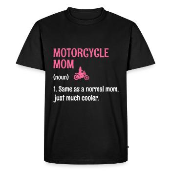 Maman de moto identique à une maman normale, juste beaucoup cool - T-shirt Premium bio Homme - noir - Devant - Nico (187cm)