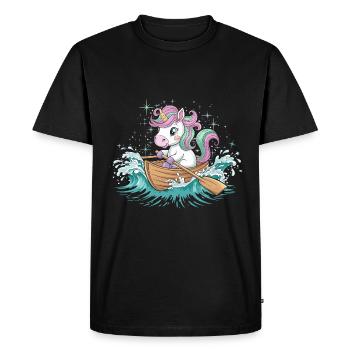 Un pédalo licorne - T-shirt Premium bio Homme - noir - Devant - Nico (187cm)