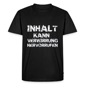 Inhalt kann Verwirrung - Männer Premium Bio T-Shirt - Schwarz - Vorne - Nico (187cm)