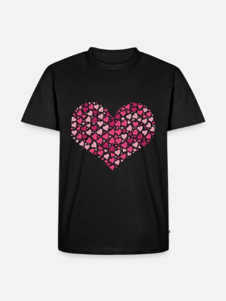 Herz - Männer Premium Bio T-Shirt - Schwarz