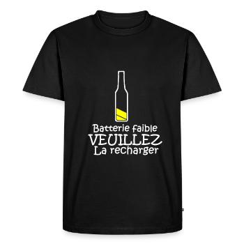 Batterie faible - T-shirt Premium bio Homme - noir - Devant - Nico (187cm)