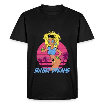 Sunset Dreams Pinup Yellow - T-shirt Premium bio Homme - noir - Devant - Nico (187cm)