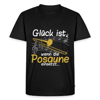 Glück ist_Posaune - Männer Premium Bio T-Shirt - Schwarz - Vorne - Nico (187cm)