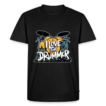 J’adore le batteur - j’adore la batterie - T-shirt Premium bio Homme - noir - Devant - Nico (187cm)
