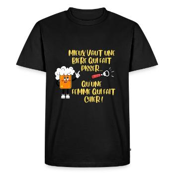 Citation humoristique pour amateur de bière - T-shirt Premium bio Homme - noir - Devant - Nico (187cm)