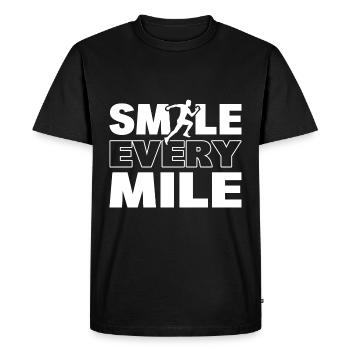 Smile Every Mile Marathon - Men's Premium Organic T-Shirt - black - Front - Nico (187cm)
