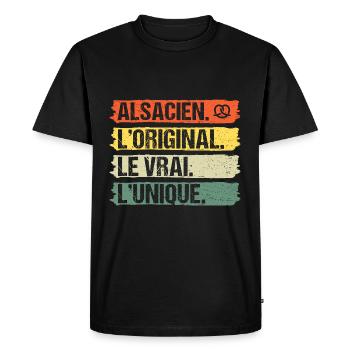 Alsacien l' original humour Alsace cadeau vintage - T-shirt Premium bio Homme - noir - Devant - Nico (187cm)
