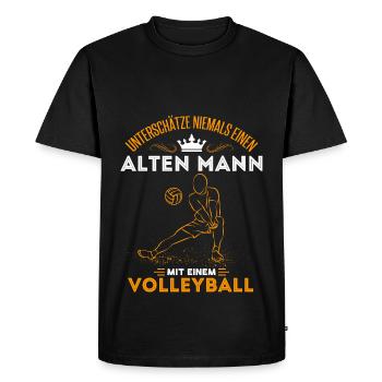 Old Man Volleyball Volleyballer Opa Geschenkidee - Männer Premium Bio T-Shirt - Schwarz - Vorne - Nico (187cm)