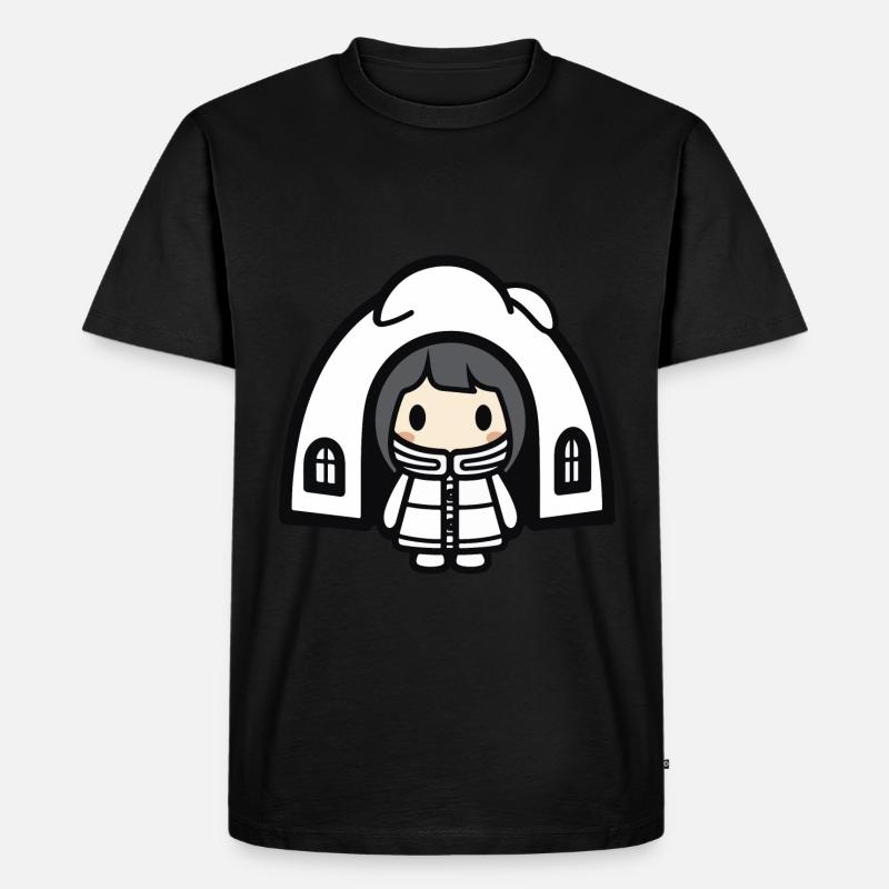 Winter Eskimo Iglu Comic - Männer Premium Bio T-Shirt - Schwarz