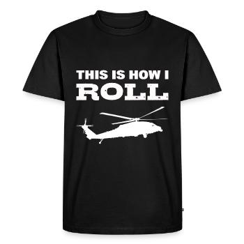 Voici comment je roule pilote d’hélicoptère - T-shirt Premium bio Homme - noir - Devant - Nico (187cm)