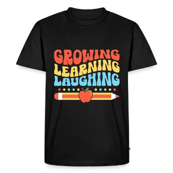 Growing Learning Laughing School Teacher Students - Men's Premium Organic T-Shirt - black - Front - Nico (187cm)
