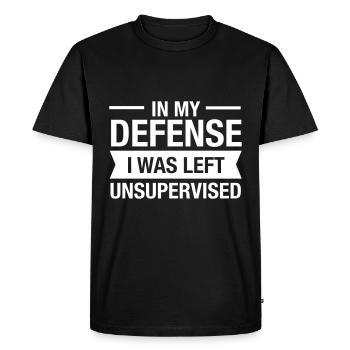 In My Defense - I Was Left Unsupervised - Gift - Men's Premium Organic T-Shirt - black - Front - Nico (187cm)