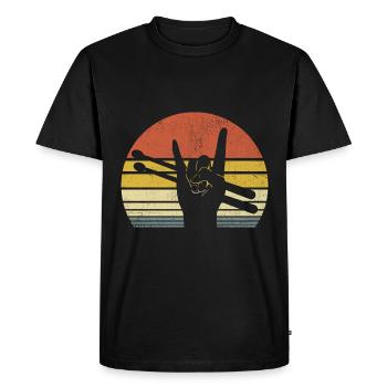 Retro Drummer Drum Music Lover Drumming - Men's Premium Organic T-Shirt - black - Front - Nico (187cm)