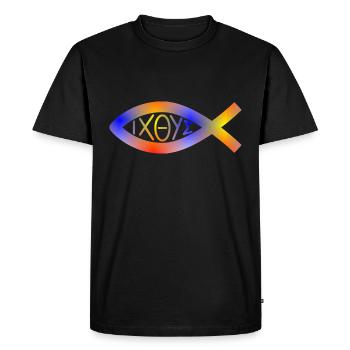 Jesus Fish - Men's Premium Organic T-Shirt - black - Front - Nico (187cm)