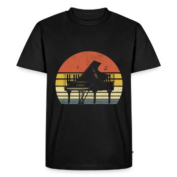 Retro Piano Keys Keyboard Pianist Keyboardist Pian - Men's Premium Organic T-Shirt - black - Front - Nico (187cm)