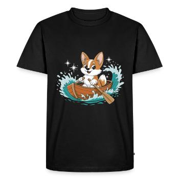 Un pédalo corgi - T-shirt Premium bio Homme - noir - Devant - Nico (187cm)
