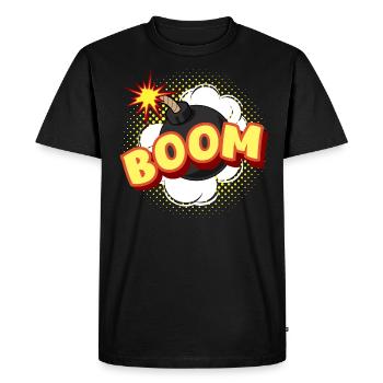 Cartoon BOOM bomb cartoon gift - Men's Premium Organic T-Shirt - black - Front - Nico (187cm)