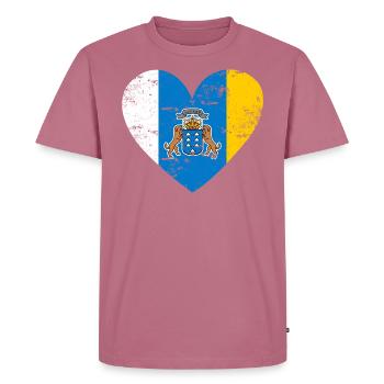 Îles Canaries Flag Heart - T-shirt Premium bio Homme - mauve - Devant - Nico (187cm)