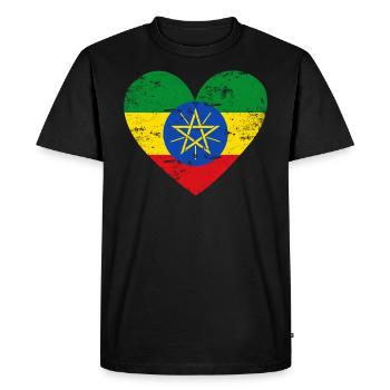 Cœur du drapeau éthiopien - T-shirt Premium bio Homme - noir - Devant - Nico (187cm)