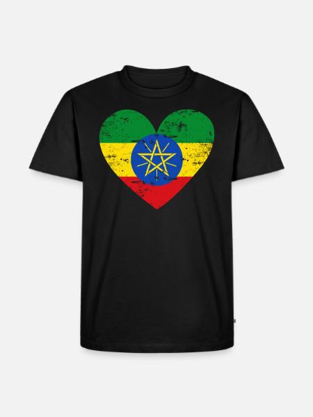 Ethiopia Flag Heart - Men's Premium Organic T-Shirt - black