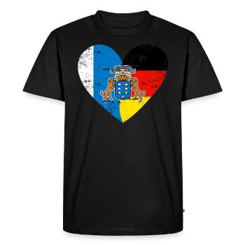 Canary Islands Coat of Arms Germany Flag Heart - Men's Premium Organic T-Shirt - black - Front - Nico (187cm)