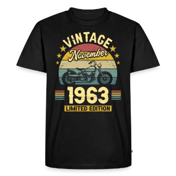 Motard 60 Ans 1963 Novembre 60 Ans Anniversaire - T-shirt Premium bio Homme - noir - Devant - Nico (187cm)