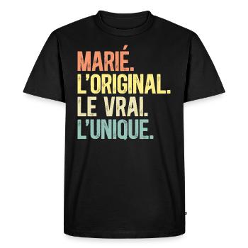 Marié L'Original Le Vrai L'Unique Homme Marié - T-shirt Premium bio Homme - noir - Devant - Nico (187cm)