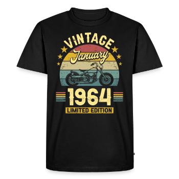 Motard 60 Ans 1964 Janvier 60 Ans Anniversaire - T-shirt Premium bio Homme - noir - Devant - Nico (187cm)