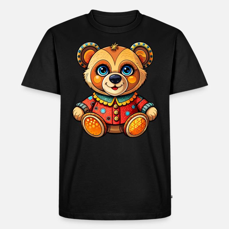 Teddy mit Pullover - Männer Premium Bio T-Shirt - Schwarz