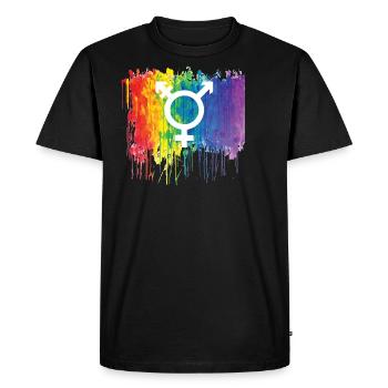 Symbole transgenre arc-en-ciel - T-shirt Premium bio Homme - noir - Devant - Nico (187cm)