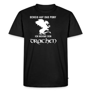 Fuck le poney - dragons! RPG Fans - T-shirt Premium bio Homme - noir - Devant - Nico (187cm)