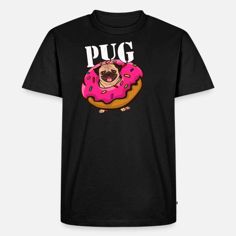 Pug Mops Donut - Männer Premium Bio T-Shirt - Schwarz