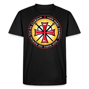 22 Knight Cross Swords Non Nobis Domine - Men's Premium Organic T-Shirt - black - Front - Nico (187cm)