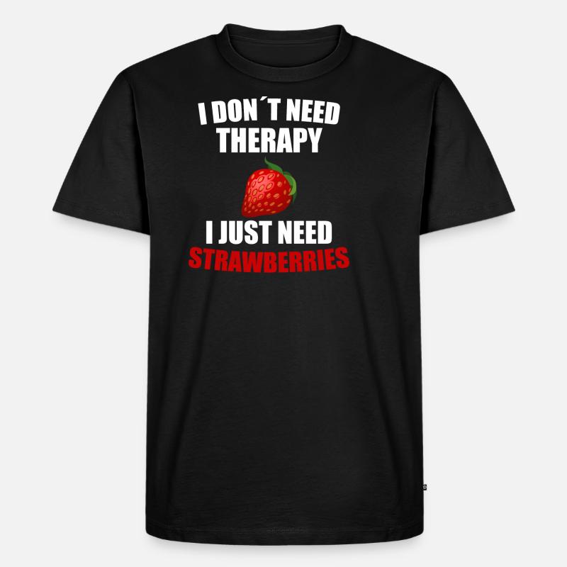 Erdbeere - Männer Premium Bio T-Shirt - Schwarz