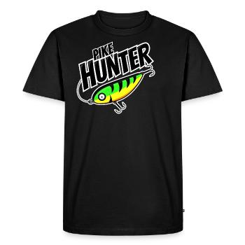 Dernier lancer - Pike Hunter - Pike - Pêche - T-shirt Premium bio Homme - noir - Devant - Nico (187cm)