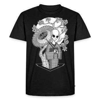 The alien Geisha - Black version - Men's Premium Organic T-Shirt - black - Front - Nico (187cm)