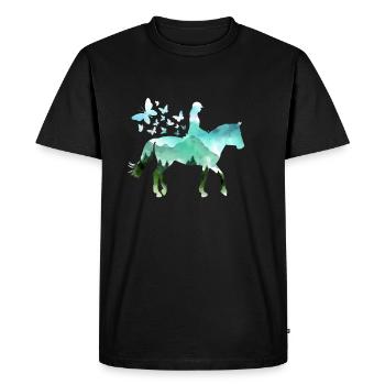 Cavalier cheval nature équitation fille cadeau sabots - T-shirt Premium bio Homme - noir - Devant - Nico (187cm)