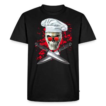 splatter skull cook - Men's Premium Organic T-Shirt - black - Front - Nico (187cm)