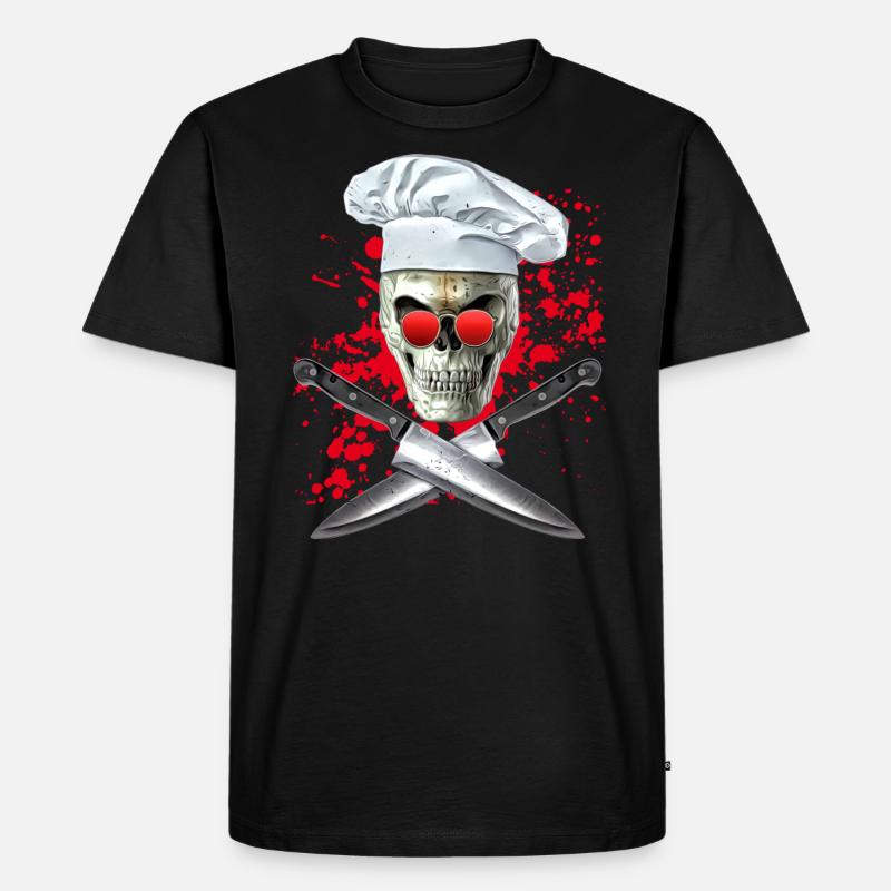 splatter skull cook - Männer Premium Bio T-Shirt - Schwarz