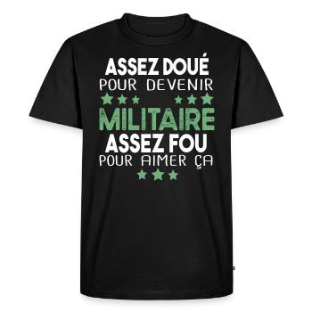 Militaire Armée Régiment Soldat Humour Cadeau - T-shirt Premium bio Homme - noir - Devant - Nico (187cm)