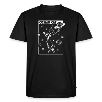 Cosmo Chat Chat joue avec le cadeau de Saturne - T-shirt Premium bio Homme - noir - Devant - Nico (187cm)