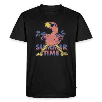 Summertime Flamingo Water Gun - Men's Premium Organic T-Shirt - black - Front - Nico (187cm)
